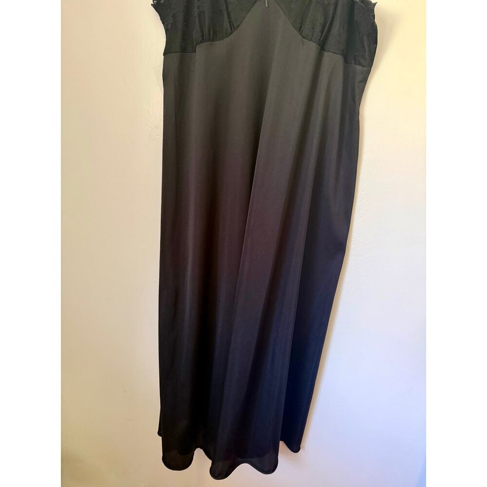 Vintage 90's Black Nylon Lace Maxi Negligee Strappy Slip Plus Large X-Large Sexy - Picture 5 of 7